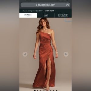 David’s Bridal charmeuse draped one-shoulder bridesmaid dress size 18